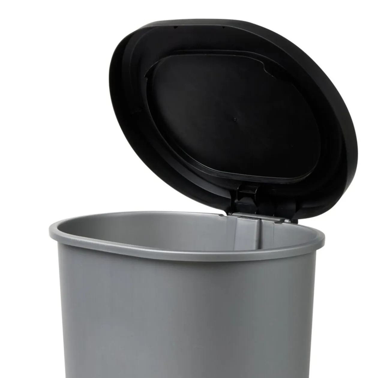 Poubelle à pédale 27L plastique noir et gris clair 37x30xH46cm
