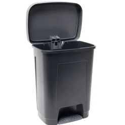 Poubelle à pédale 25L plastique noir et gris 36x26,5xH45,5cm < Gifi Online