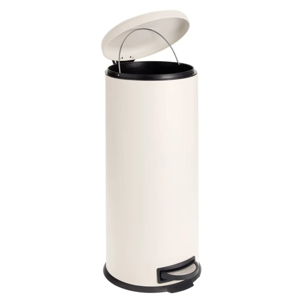 Poubelle à pédale 30L ronde métal beige Ø30xH69,5cm