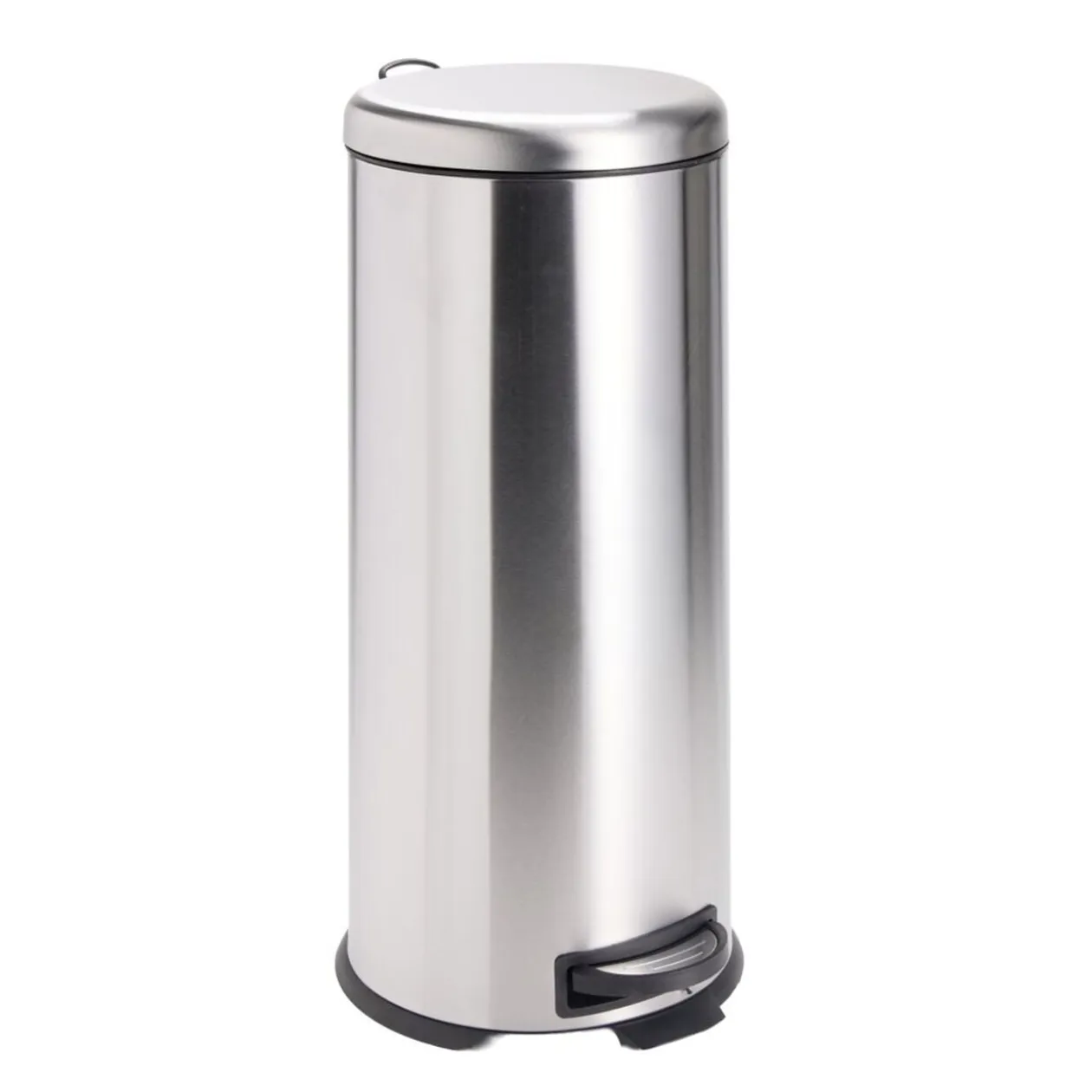 Poubelle à pédale 30L ronde métal gris argenté Ø30xH69,5cm