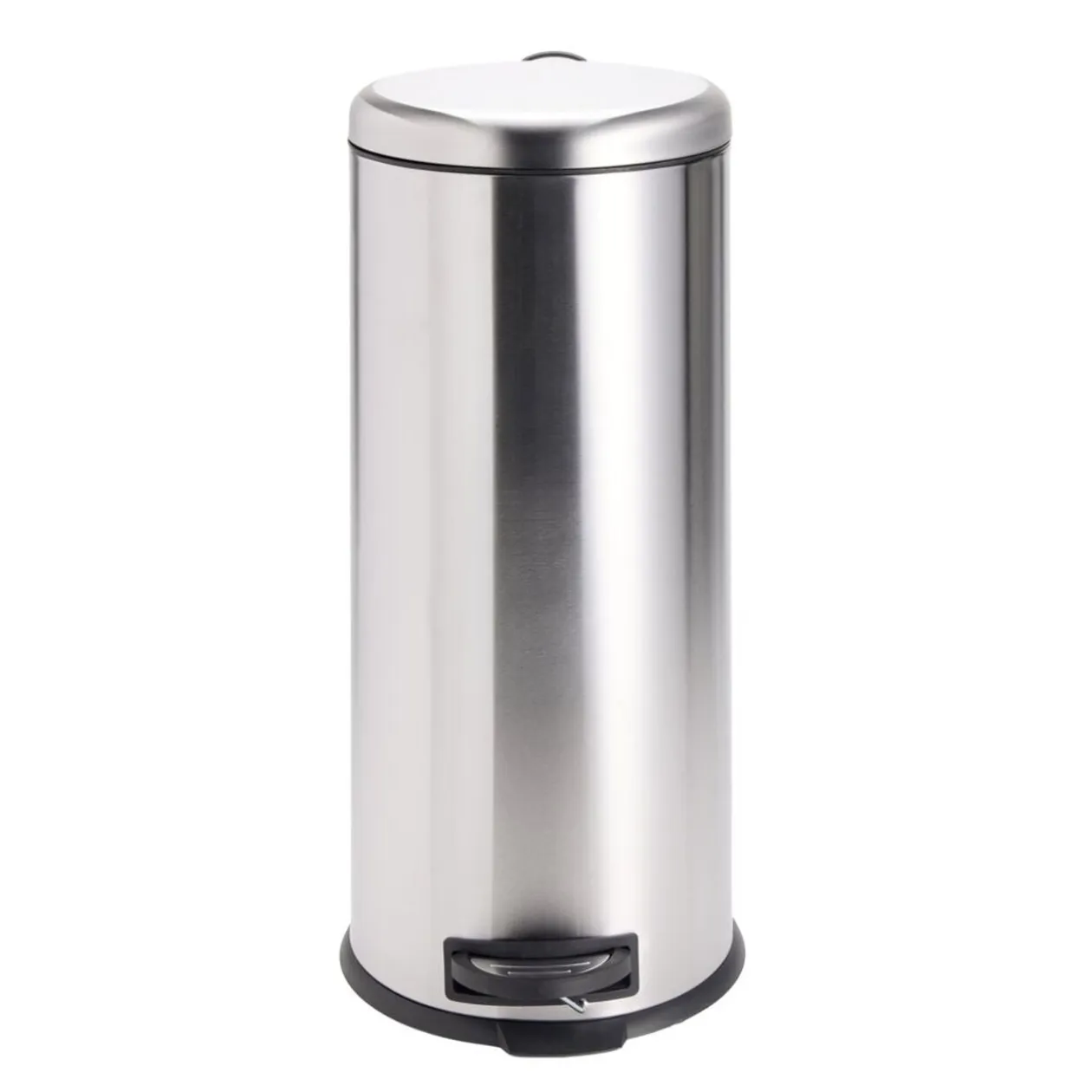 Poubelle à pédale 30L ronde métal gris argenté Ø30xH69,5cm