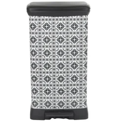 Poubelle à pédale motif carreau de ciment gris et blanc 50 L < Gifi New