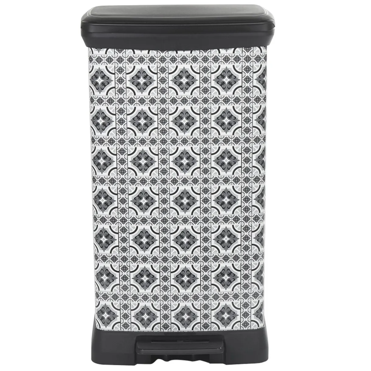 Poubelle à pédale motif carreau de ciment gris et blanc 50 L < Gifi New