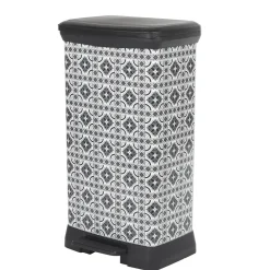 Poubelle à pédale motif carreau de ciment gris et blanc 50 L < Gifi New