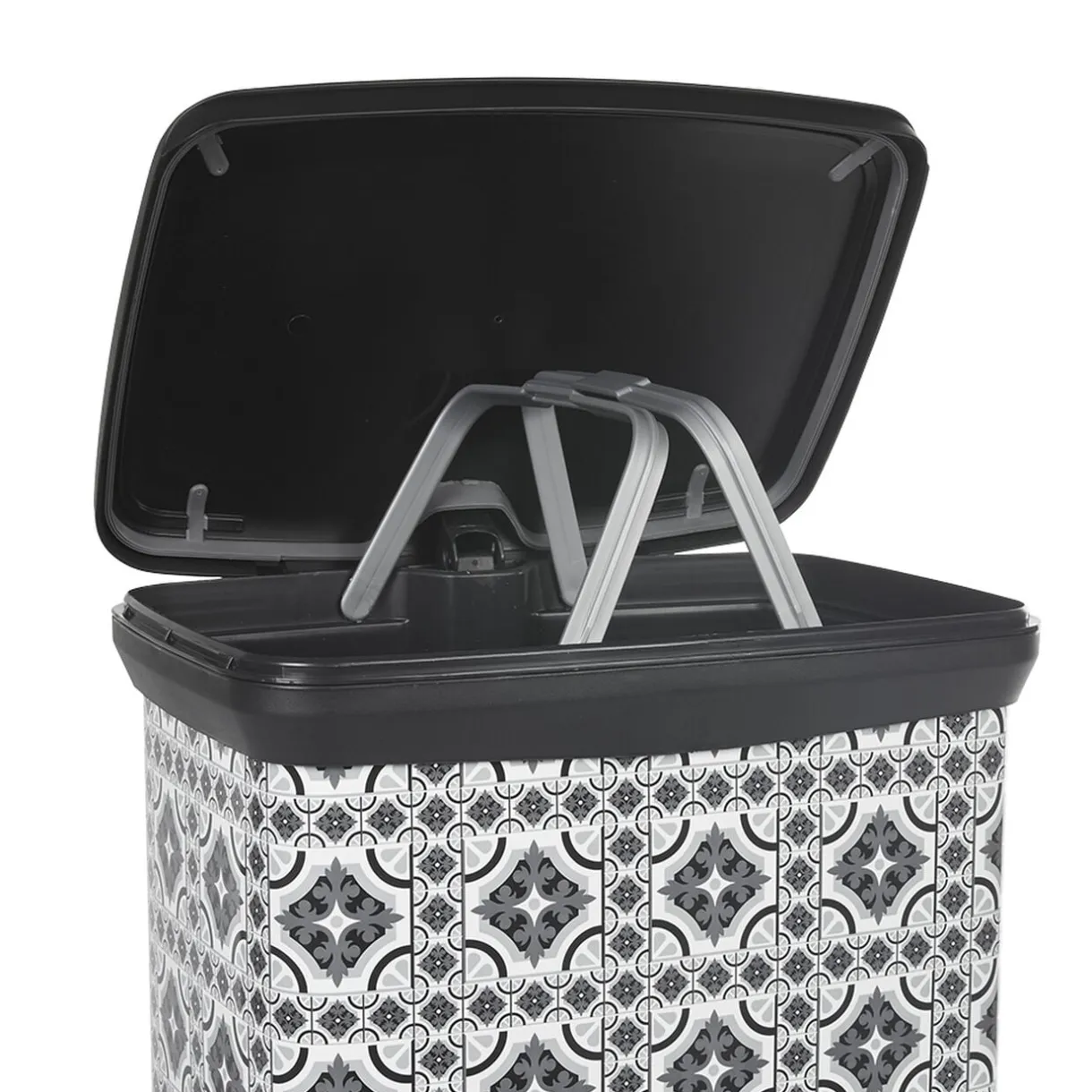 Poubelle à pédale motif carreau de ciment gris et blanc 50 L < Gifi New