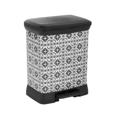 Poubelle à pédale motif carreaux de ciment 30L