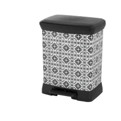 Poubelle à pédale motif carreaux de ciment 30L