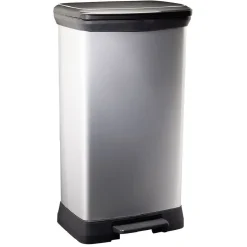 Poubelle à pédale plastique noir gris argenté 50L < Gifi Outlet