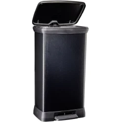Poubelle à pédale plastique noir carbone 50L