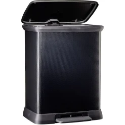 Poubelle à pédale plastique noir carbone 30L < Gifi Clearance