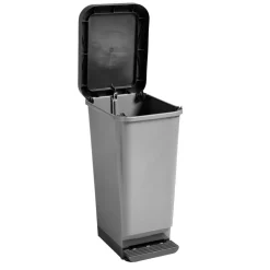 Poubelle plastique gris 45L pédale rétractable 29x38,5xH61cm