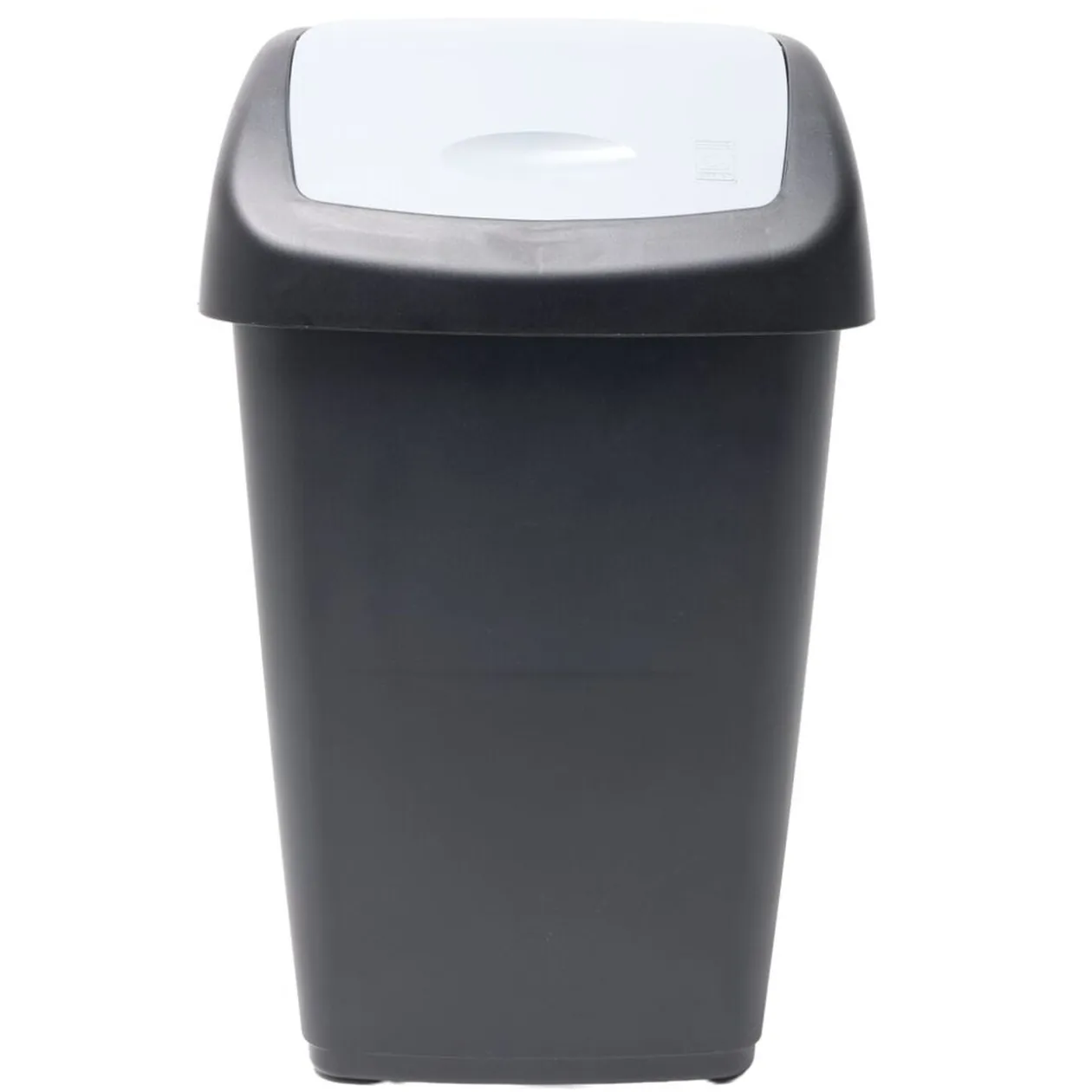 Poubelle à rabat 15L plastique noire couvercle gris 29x23xH47cm