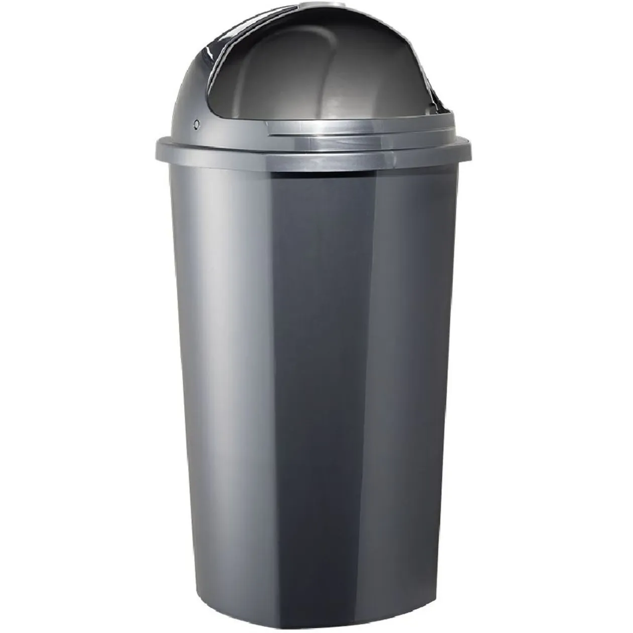 Poubelle à rabat plastique noir gris 50L