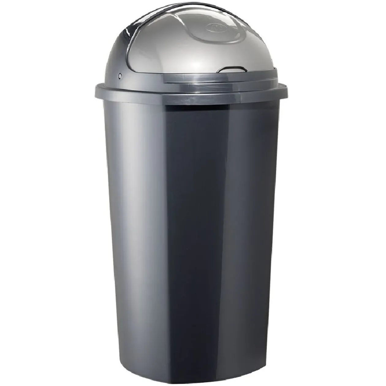 Poubelle à rabat plastique noir gris 50L