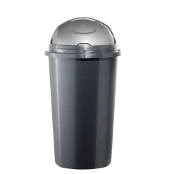 Poubelle à rabat plastique noir gris 25L < Gifi Clearance