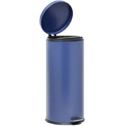 Poubelle ronde à pédale métal Bleu 30l