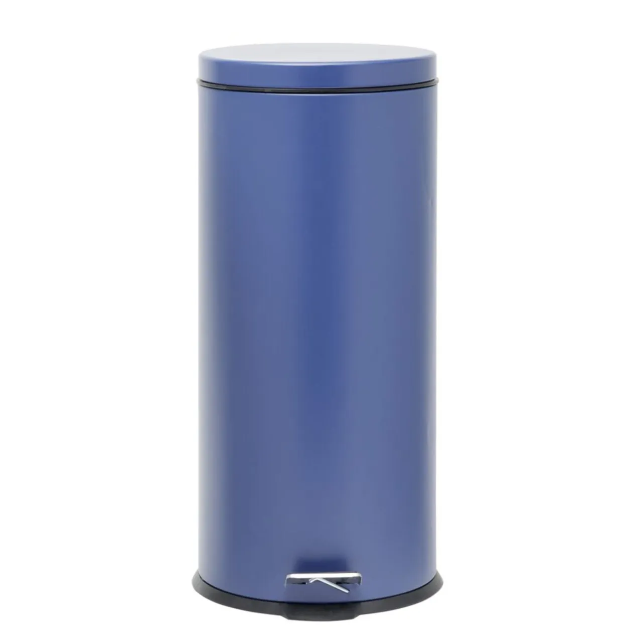 Poubelle ronde à pédale métal Bleu 30l