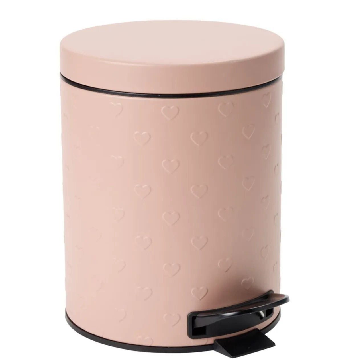 Poubelle salle de bain 5L métal motif coeur en relief Ø20,5xH26,5cm (2 modèles)