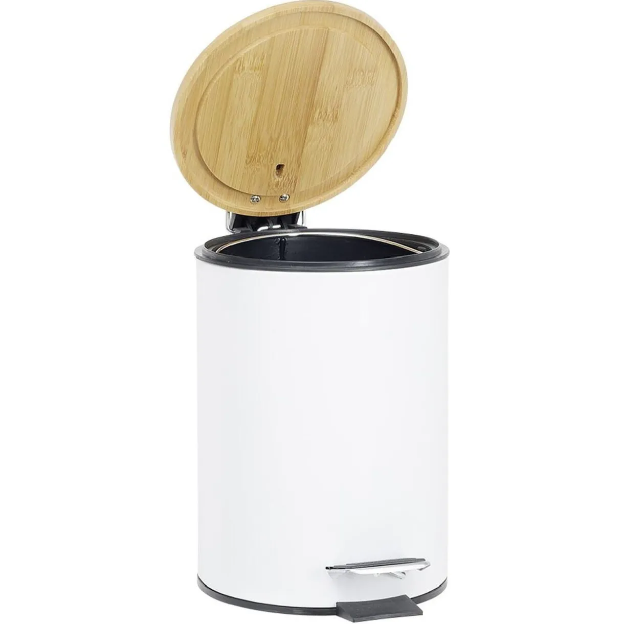 Poubelle salle de bain métal et bambou blanc < Gifi Best