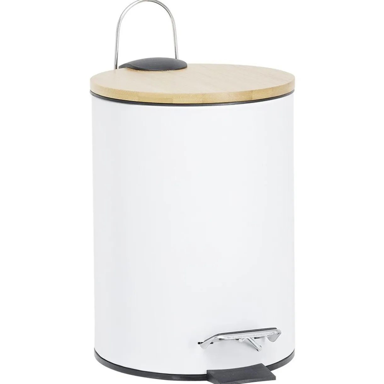 Poubelle salle de bain métal et bambou blanc < Gifi Best