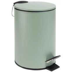 Poubelle salle de bain à pédale métal vert sauge 3L