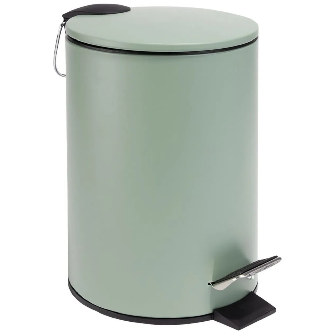 Poubelle salle de bain à pédale métal vert sauge 3L