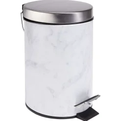 Poubelle salle de bain à pédale métal effet marbre gris et blanc 3L < Gifi Outlet