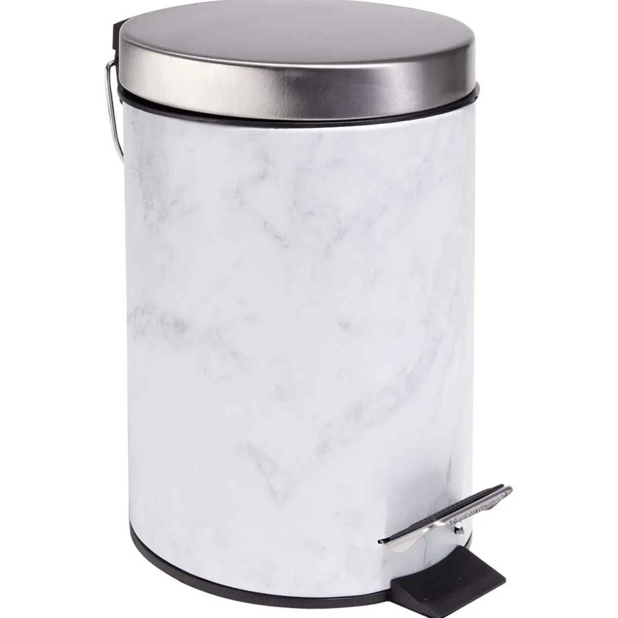 Poubelle salle de bain à pédale métal effet marbre gris et blanc 3L < Gifi Outlet