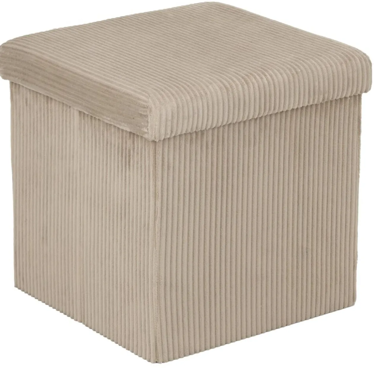 Pouf coffre Clara carré velours côtelé beige 38x38xH38cm