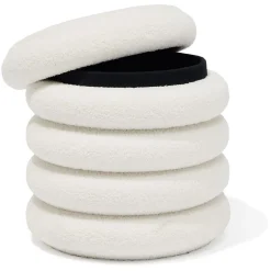 Pouf coffre Clara curly effet laine bouclée blanc Ø40xH40 cm < Gifi Hot