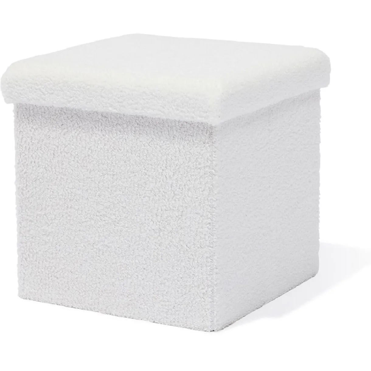 Pouf coffre Clara décor laine bouclée Blanc - L38xP38xH38 cm < Gifi New