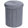 Pouf coffre rond Clara gris Ø31xH37,5cm < Gifi Sale