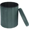 Pouf coffre rond Clara vert Ø31xH37,5cm < Gifi Online