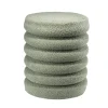 Pouf curly Clara rond effet laine bouclée vert kaki Ø38xH42cm