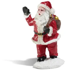 Père Noël avec hotte rouge blanc noir en résine