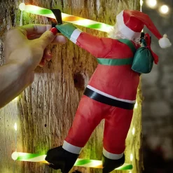 Père Noël grimpeur sur échelle lumineuse 124LED blanc chaud H3m < Gifi