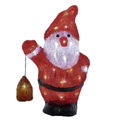 Père-Noël lumineux avec lanterne 35 LED rouge et blanc