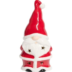 Père Noël lumineux 1LED céramique rouge et blanc H15,5cm < Gifi Sale
