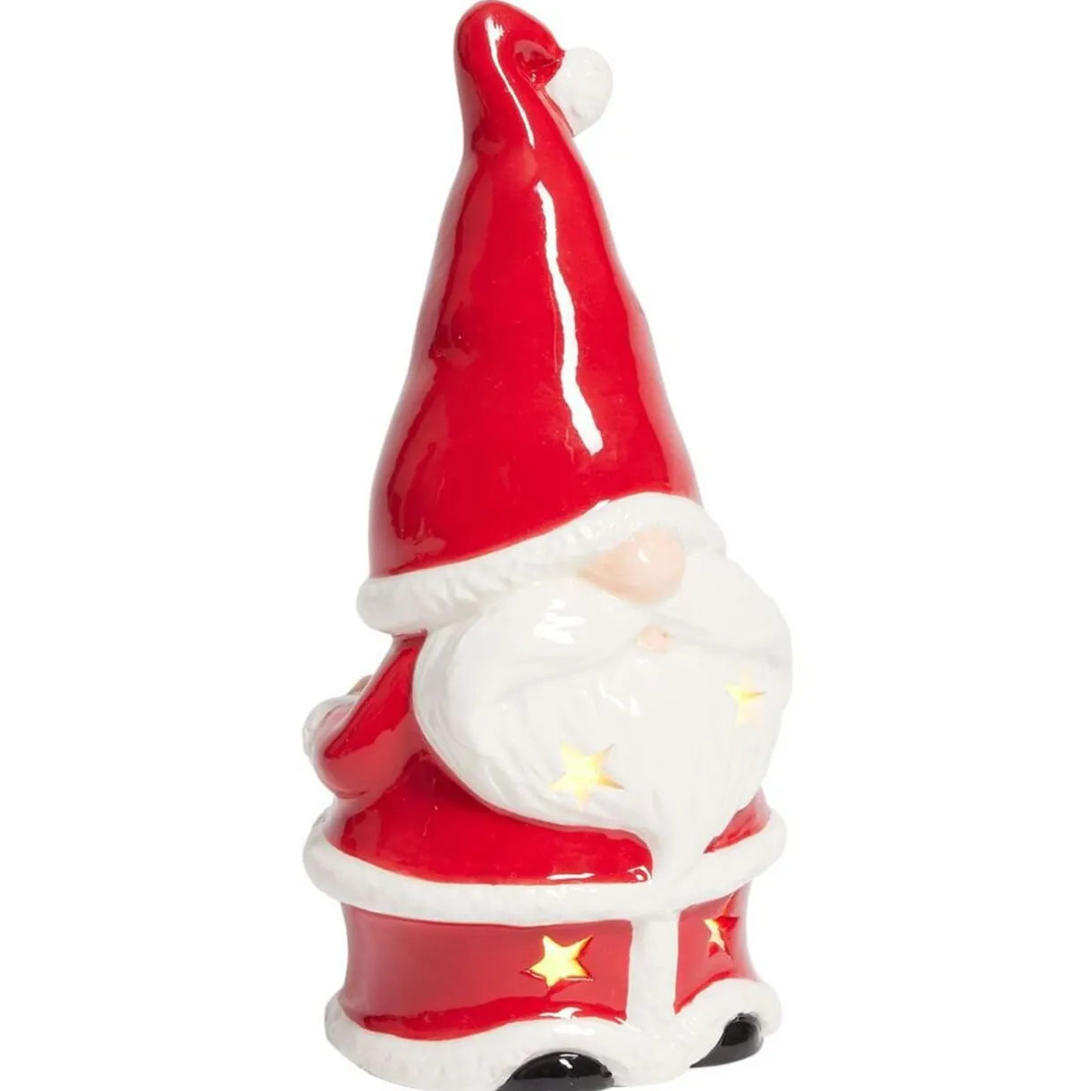 Père Noël lumineux 1LED céramique rouge et blanc H15,5cm < Gifi Sale