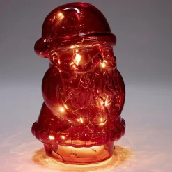 Père Noël à poser LED lumineux en verre rouge 13x11xH20cm < Gifi Outlet