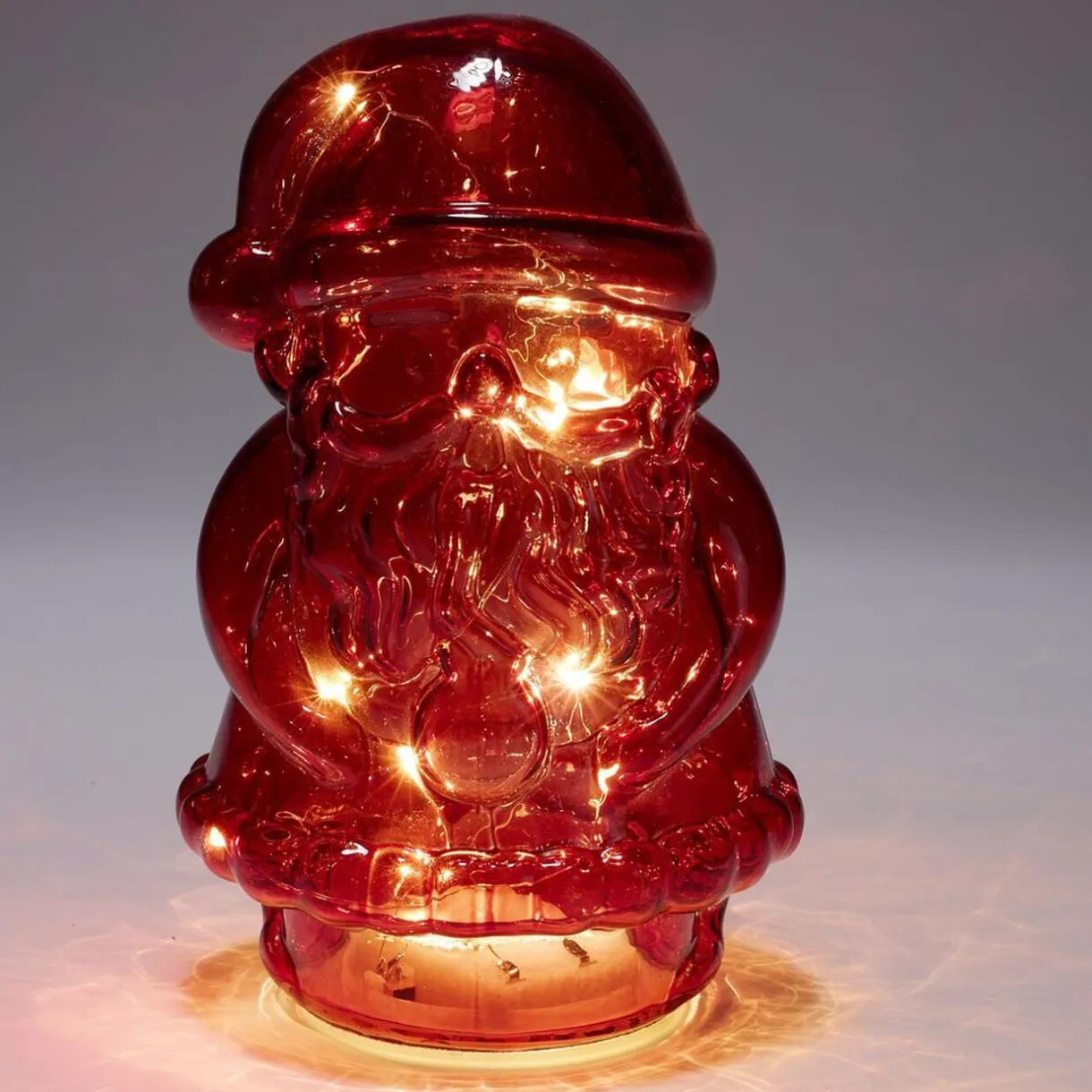 Père Noël à poser LED lumineux en verre rouge 13x11xH20cm < Gifi Outlet