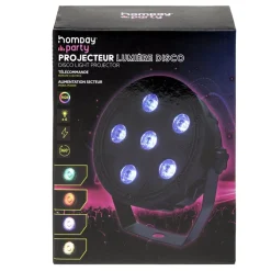 Projecteur de lumière disco rond 6LED RGB 360° avec télécommande H14cm