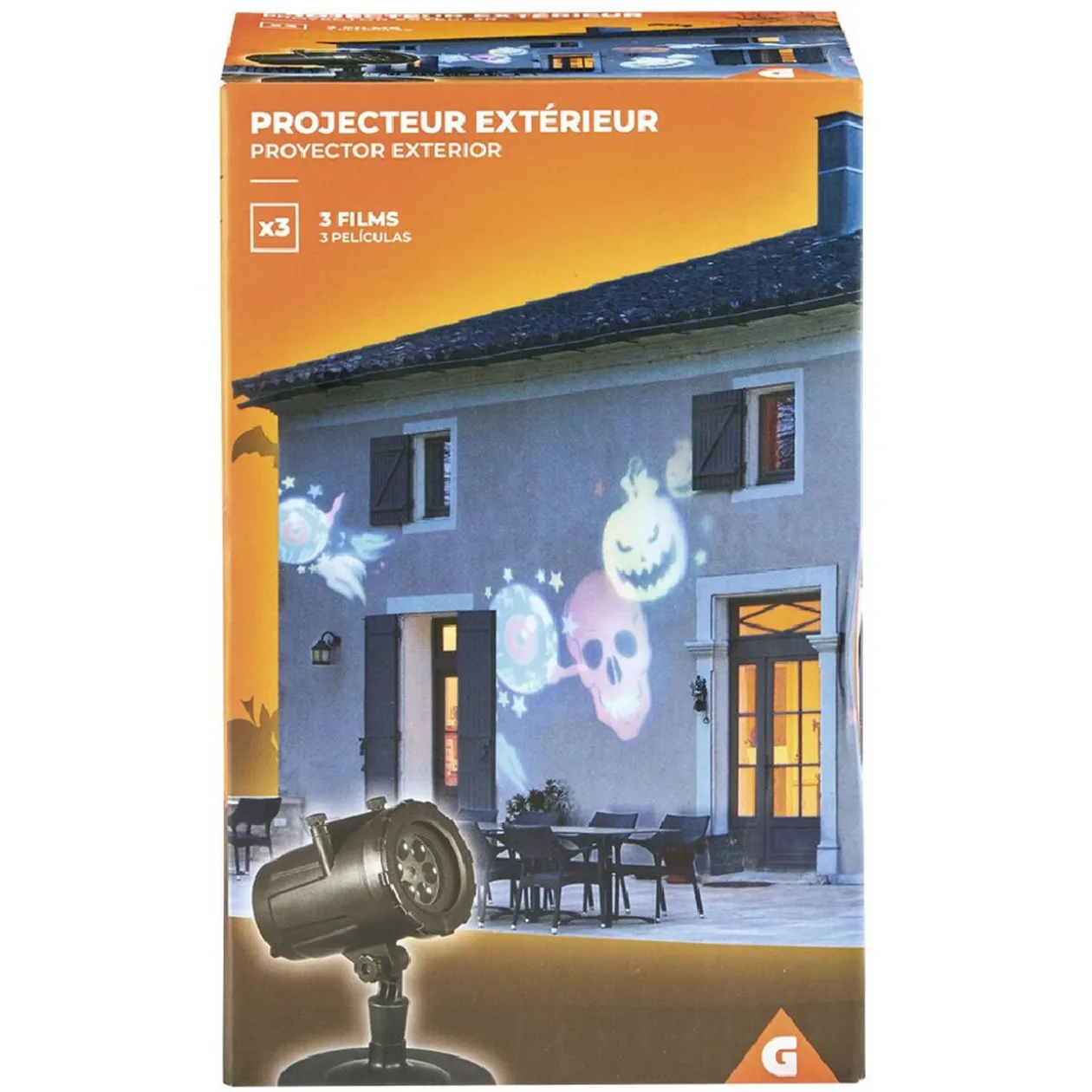 Projecteur LED à planter Halloween 3 films Halloween pour extérieur