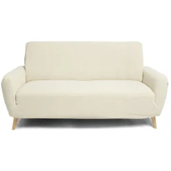Protège canapé extensible 2 places L145-185cm velours côtelé beige < Gifi New