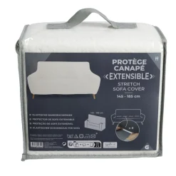 Protège canapé extensible 2 places L145-185cm effet laine bouclée beige