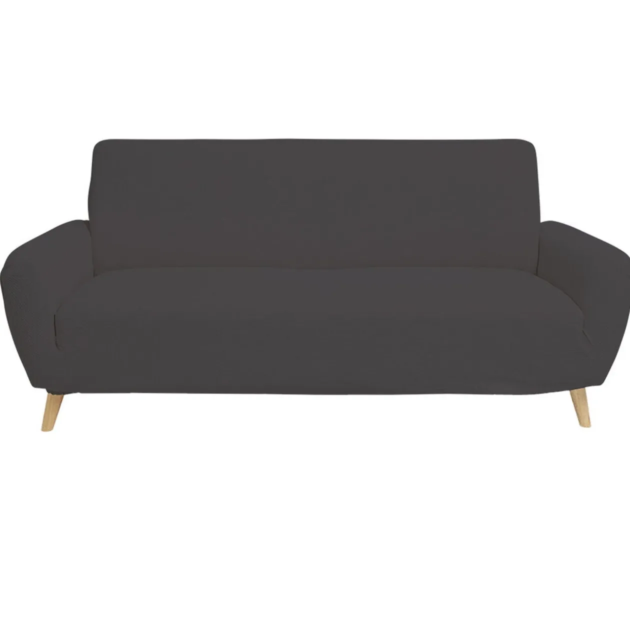 Protège canapé extensible 3 places L195-230cm velours côtelé gris foncé