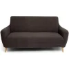 Protège canapé extensible 2 places L145-185cm effet laine bouclée gris foncé