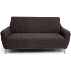 Protège canapé extensible 2 places L145-185cm effet laine bouclée gris foncé