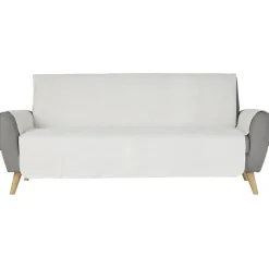 Protège canapé 3 places effet laine bouclée blanc L279x179cm