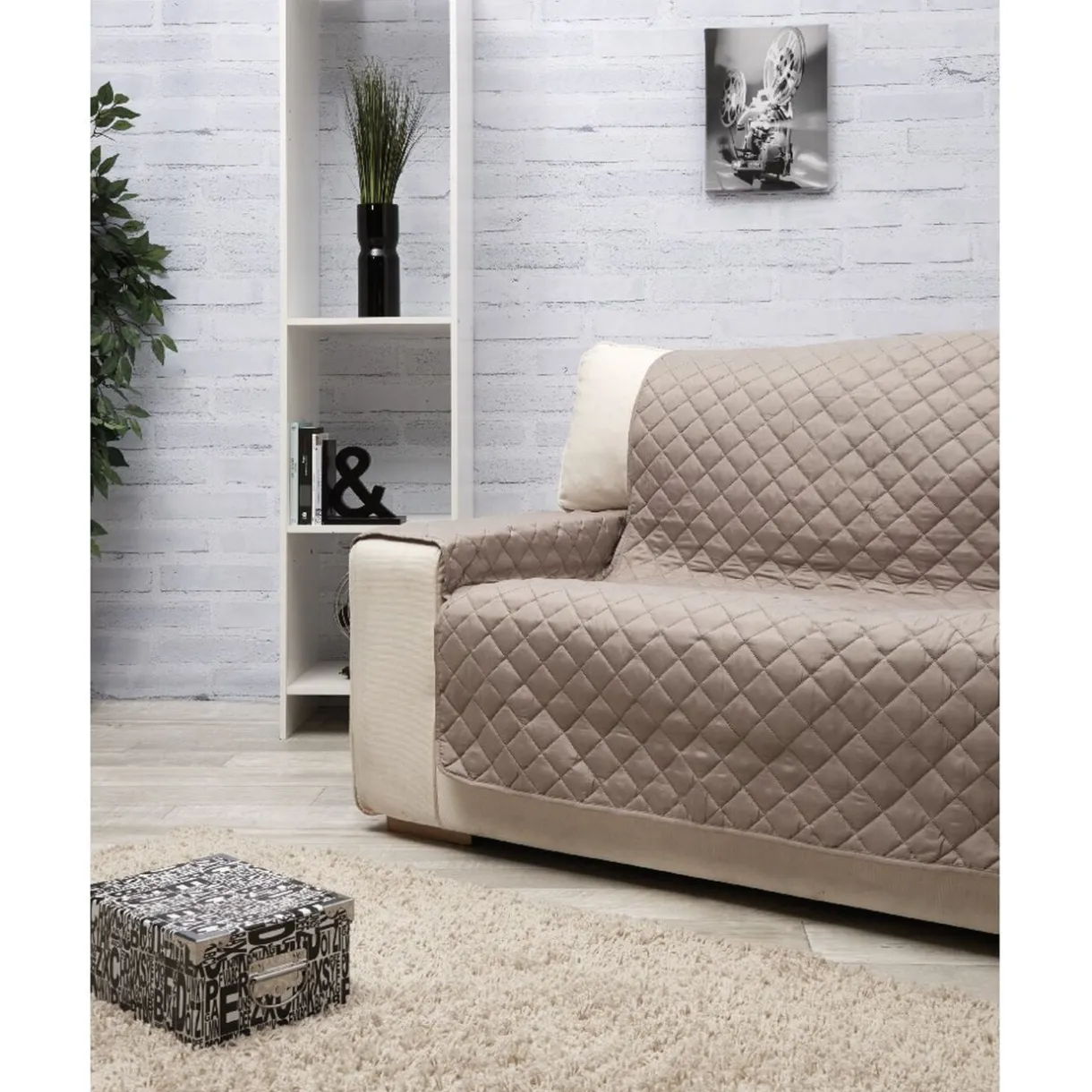 Protège canapé 3 places taupe uni < Gifi Outlet